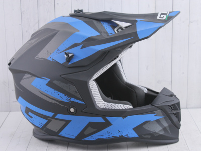 Шлем мото кроссовый GTX 633 (M) #9 BLACK/BLUE GREY (арт. #12118)